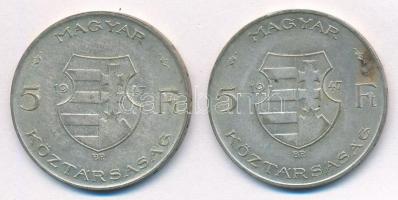1947. 5Ft Ag "Kossuth" (2x) T:2 kis patina