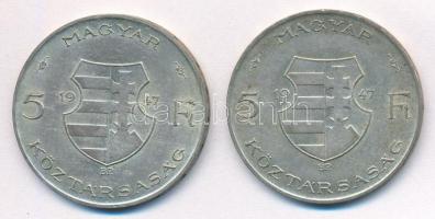 1947. 5Ft Ag "Kossuth" (2x) T:2