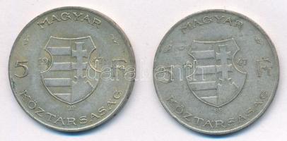 1947. 5Ft Ag "Kossuth" (2x) T:2-