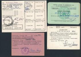 cca 1960-1980 6 db különféle igazolvány: jogosítvány, Magyar Camping és Caravaning Club tagságik, st...