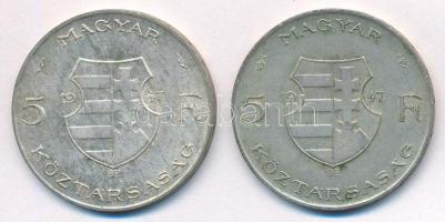 1947. 5Ft Ag "Kossuth" (2x) T:2,2- kis ph., kis patina