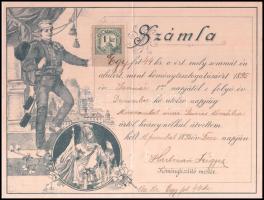 1895 Díszes litografált kéményseprő számla / 1895 Ornamented lithographic chimneysweep invoice