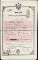 1856 Útlevél Gyimótfalvai illetőségű személy részére, 6kr CM okmánybélyeggel / 1856 Passport for Jormannsdorf (Burgenland) registered person