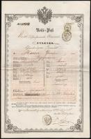 1855 Útlevél 6kr CM okmánybélyeggel / 1856 Passport for Loipersdorf registered person