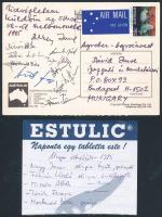 1985 Magyar sportolók aláírásai öttusa VB-ről küldött levelezőlapon