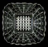 Formába öntött üvegkosár, hibátlan, 19×18 cm