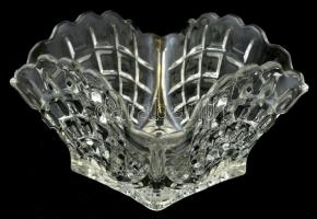 Formába öntött üvegkosár, hibátlan, 19×18 cm