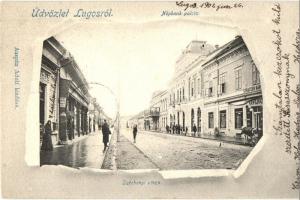 Lugos, Lugoj; Népbank palota, Széchenyi utca, Strasser Kávéház, Auspitz Adolf kiadása / bank palace, street, coffee house