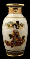 Jelzett japán váza, kézzel festett, hibátlan, m:32 cm