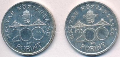1992. 200Ft Ag "MNB" (2x) T:2