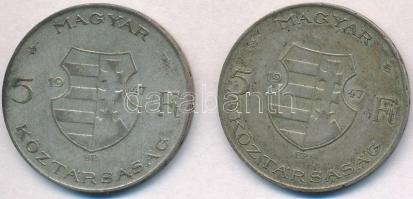 1947. 5Ft Ag "Kossuth" (2x) T:2- ph., patina