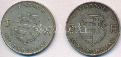 1947. 5Ft Ag "Kossuth" (2x) T:2,2- patina, karc