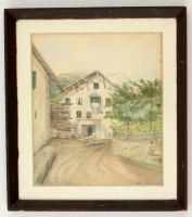 Olvashatatlan jelzéssel: Tiroli csendélet. Akvarell, papír, jelzett, üvegezett keretben, 27x24 cm