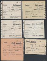 1920-1950 Miskolci imaszék bérlet igazolások, összesen 7 db