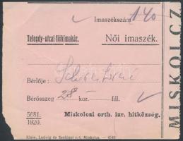 1920-1950 Miskolci imaszék bérlet igazolások, összesen 7 db