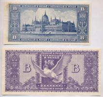 1946. Inflációs bankjegy tétel, benne: 1946. 10.000BP + 1946. 100.000BP + 1946. 1.000.000PB + 1946. ...