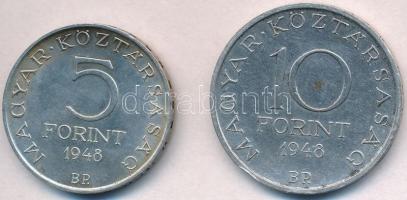 1948. 5Ft Ag "Petőfi" + 10Ft Ag "Széchenyi" T:2,2- kis ph