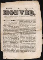 1849 a Honvéd c. kolozsvári újság január 24.-i száma a szabadságharc híreivel csaták leírásával és országgyűlési hírekkel