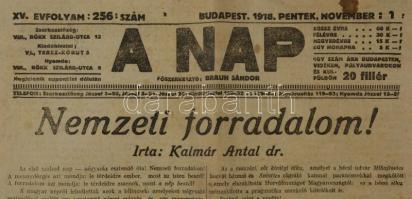 1919 A Nap c. újság november 1-i száma az őszirózsás forradalom eseményeiről