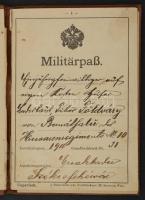 1911 Militärpass - Katonakönyv magyar huszárezredbeli katona részére.