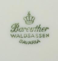 Porcelán tétel: Hollóházi váza, Bareuther tálka,  Volkstedt  kis tálka, matricás, jelzett, hibátlan,...