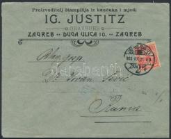 1903 Zágrábi bélyegzőgyár levélzárója levélen