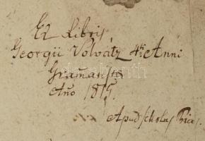 [Ovidius Naso, Publius: Epistolae ex Ponto]. s. l., s. a., s. n. A szennylapon és a hátsó borítón Vo...