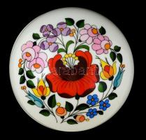 Kalocsai porcelán bonbonier, kézzel festett, jelzett, hibátlan, d: 12 cm, m: 8 cm