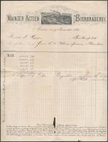 1884 Mainz Sörfőzde dekoratív számla