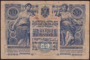 1902. 50K köralakú fekete román ellenbélyegzővel + fordítva téglalap alakú  ráütött nagyalakú lila &...