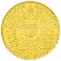 Ausztria 1912. 10K Au "Ferenc József" utánveret (3,38g/0.900) T:1-,2 Austria 1912. 10 Coro...
