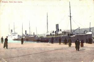 Trieste, Molo San Carlo / port, steamships (EB)