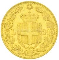 Olaszország 1882R 20L Au "I. Umberto" (6,45g/0.900) T:2 karc Italy 1882R 20 Lire Au "...