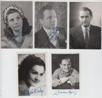 Magyar színészek által aláírt fotók: Miklós Kata, Hámori Pál, Korda Magda, stb., 5 db