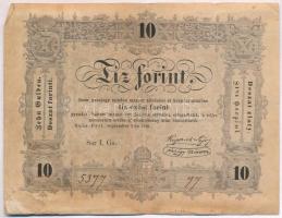 1848. 10Ft "Kossuth bankó", sajtóhiba "TIZENÖT" és "BÖRTÖNÖZTETÉSSEL" ...