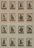 195 db szovjet gyufacímke, kartonra ragasztva, különféle témákban: szobrok, sport, madarak, stb