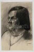Gruber jelzéssel: Női portré. Szén, papír, 48×32 cm