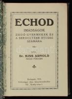 Kiss Arnold: Echod. Imádságok zsidó gyermekek és a serdültebb ifjúság számára. Bp., 1913, Schlesinger József. Kissé kopott vászonkötésben, jó állapotban.
