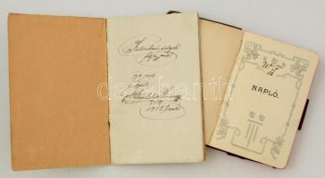 1909-1913 2 db iskolai napló, különféle érdekes feljegyzésekkel, saját versekkel, emlékkönyvi bejegyzésekkel, rajzokkal