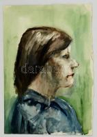 Czencz jelzéssel: Női portré. Akvarell, papír, 50×34 cm