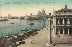 Venice, Venezia; La Piazetta de S. Marco con la Laguna e la Chiesa della Salute / square, church, lagoon (kis szakadás / small tear)