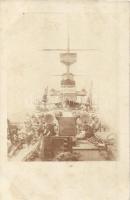 Radetzky-osztályú csatahajó, elülső fedélzete, tengerészek / Radetzky class pre-dreadnought battleship, Austro-Hungarian Navy, mariners, photo (EK)