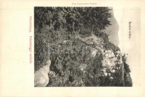 Felsőbánya, Baia Sprie; Feketehegyi sziklák, Guttini részlet, kiadja Szabó Károly / mountain rocks, ...