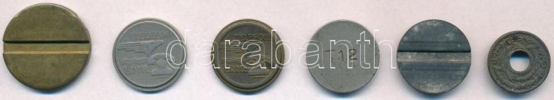 6db-os vegyes magyar telefonérme és bárca tétel, közte DN "Budapest Székesfőváros Gázművei - 1M...