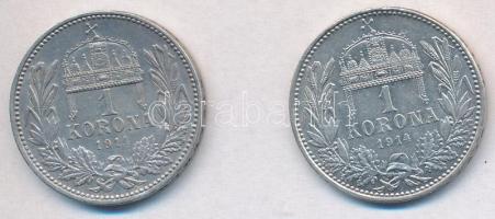 1914KB 1K Ag "Ferenc József" (2x) T:2 ph., kis karc