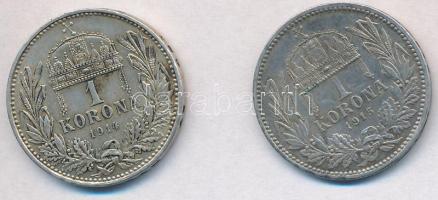 1914KB-1915KB 1K Ag "Ferenc József" (2x) T:2 ph., kis patina