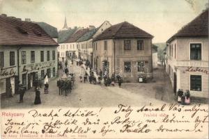 Rokycany, Prazská ulice / street, shops (r)