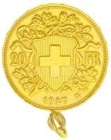 Svájc 1927B 20Fr Au "Helvetia" Bern jelzetlen Au füllel (br.:6.66g) T:2 
Switzerland 1927...