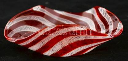 Dekoratív üveg tálka, jelzés nélkül, hibátlan, d:11 cm