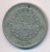 Svédország 1943G 1Kr Ag "V. Gusztáv" T:2- ph., karc, patina
Sweden 1943G 1 Krona Ag &quot...